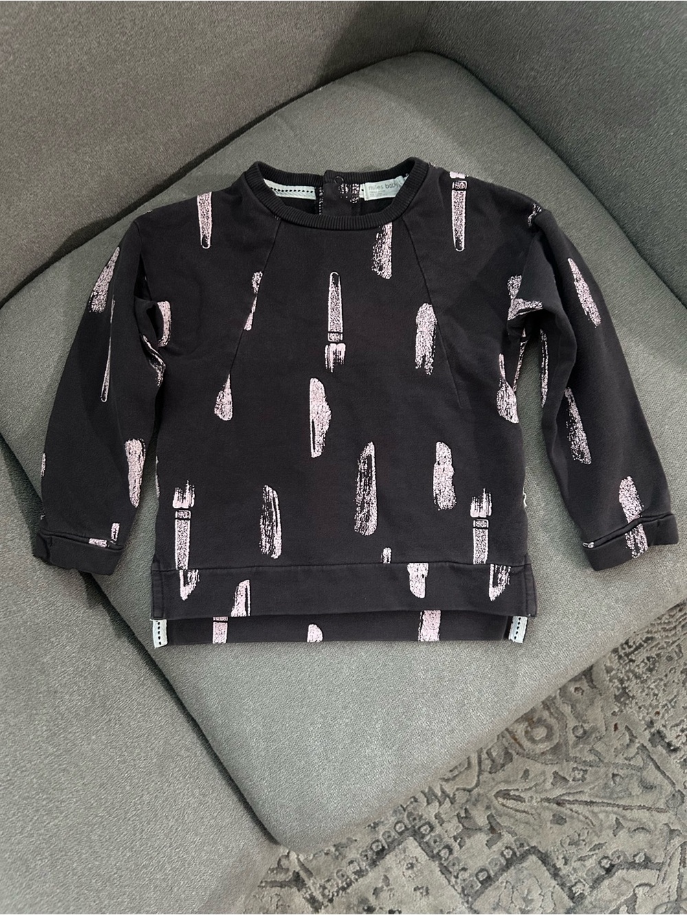 Miles Baby Kids Brown Sweatshirt with Pale Pink Brushstroke Print